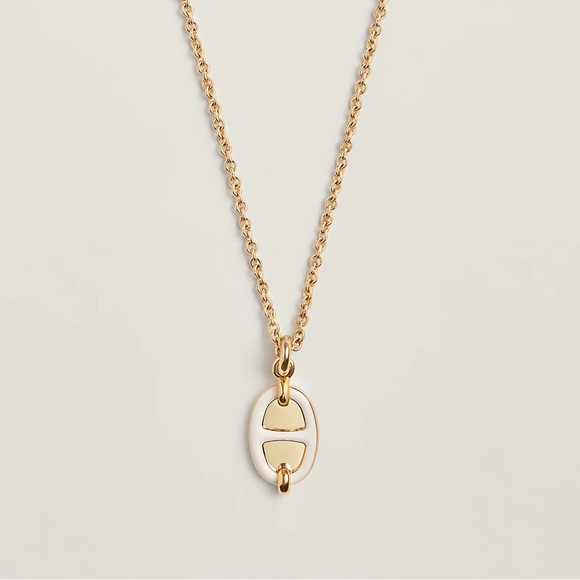 Hermes Jewelry - Hermès necklace - Mini Maillon pendant, small model in crème color